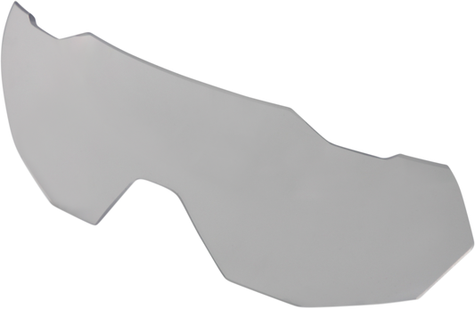Clear 100% Speedtrap lens from Bill's Exhausts, showing the transparent lens with brand markings and smooth edges.