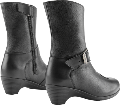 Black ICON Women's Tuscadero™ Boots by Bill's Exhausts, US size 5, featuring stylish ankle boot design with a sleek finish.
