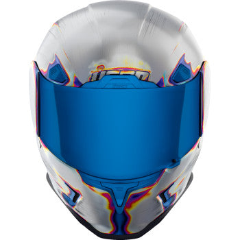 Silver ICON Airframe Pro™ Helmet in XS size with Re-Entry design, featuring sleek aerodynamic shape and matte finish.