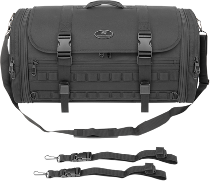 Bill's Exhausts SADDLEMEN TR3300 Tactical Deluxe Rack Bag seat with durable fabric and tactical design for motorcycle storage.