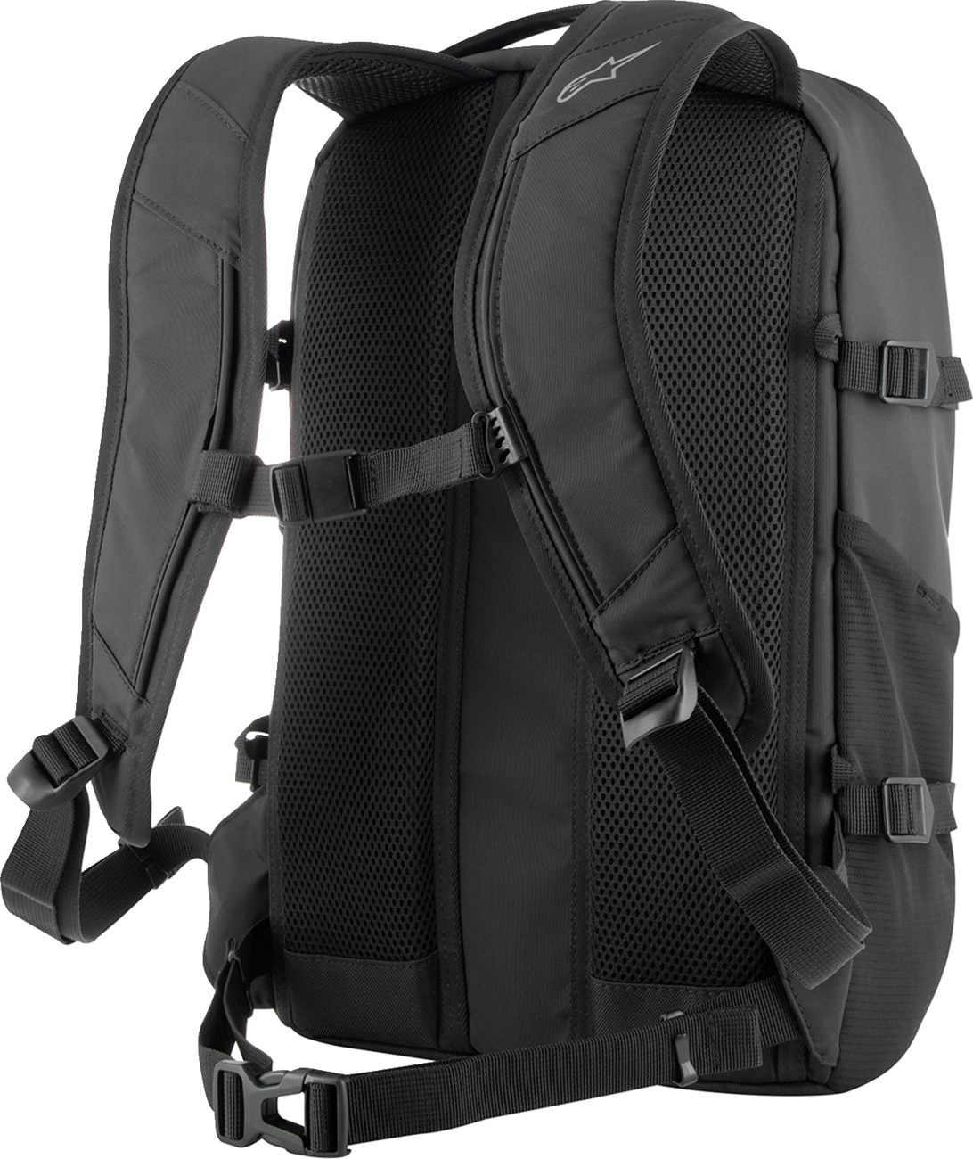 Black ALPINESTARS Amp-3 backpack with adjustable straps and multiple compartments, designed for everyday use.