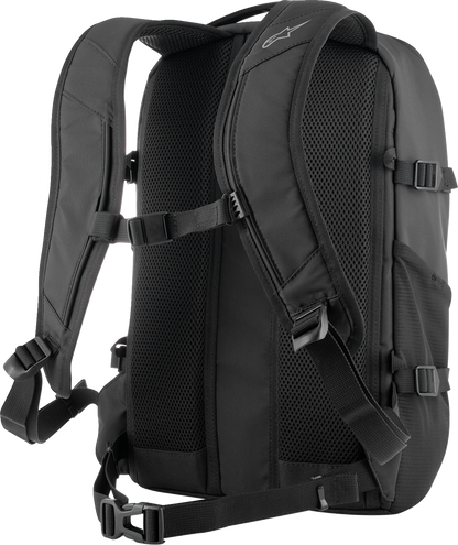 Black ALPINESTARS Amp-3 backpack with adjustable straps and multiple compartments, designed for everyday use.