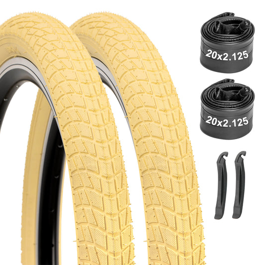 Hycline Colorwonder beige bicycle tire, 16 or 20 inches, showing the tread pattern and sidewall details.