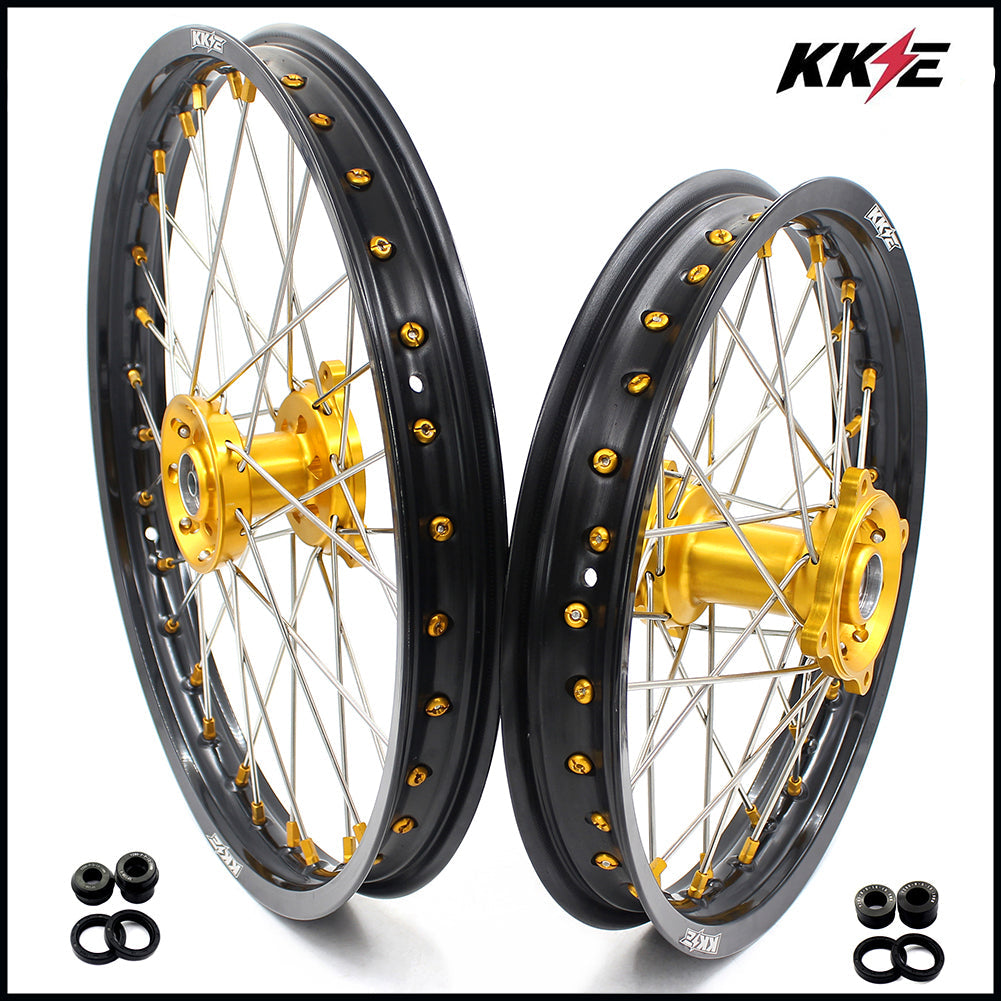 KKE 17/14 RM80 1993-2001 RM85 2002-2023 For SUZUKI Kid's Small Wheels Rims Gold Nipples - Howling Moto