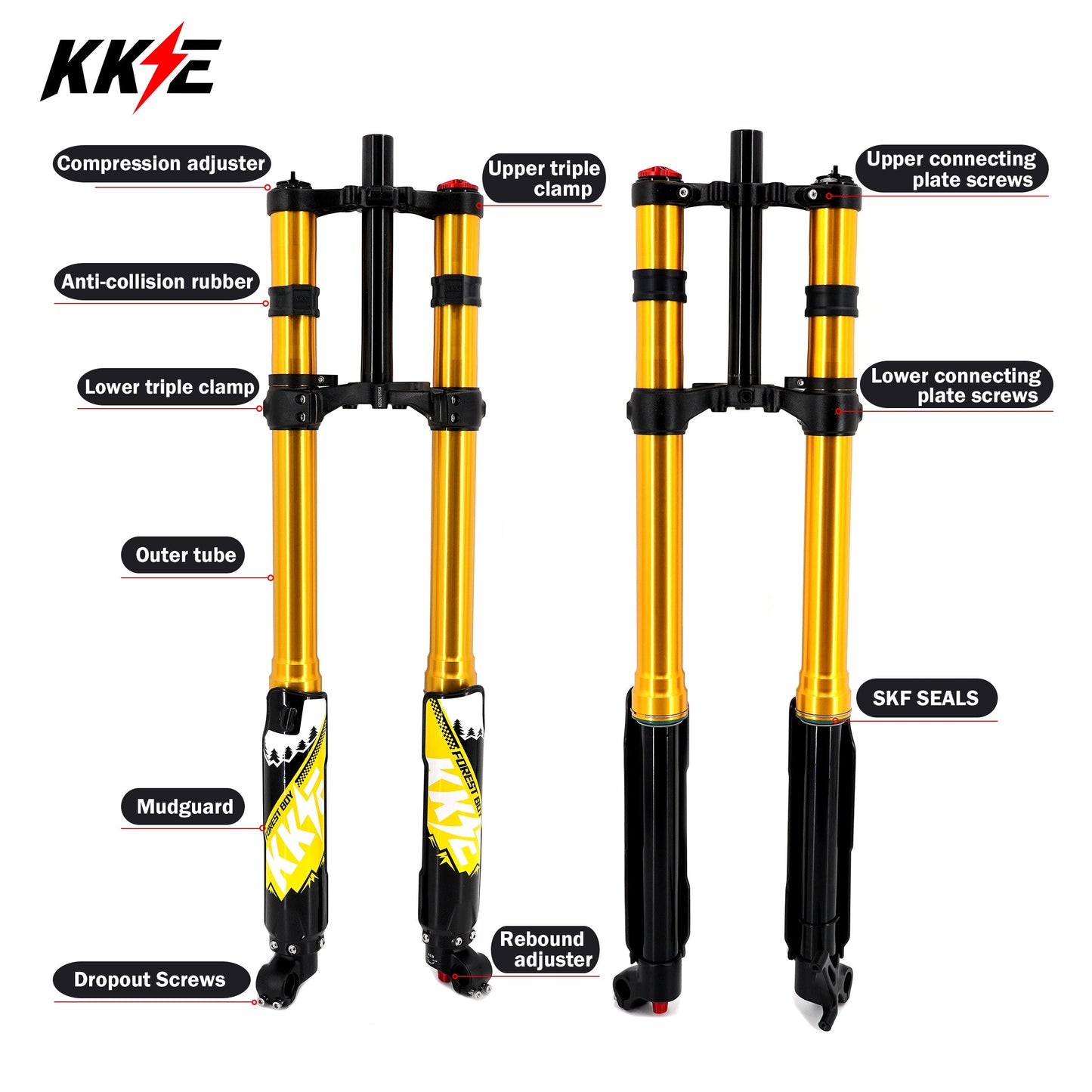 KKE 35MM Upgraded 5.5 Version Front Suspension Fork Fit Surron Light Bee, E-Ride Pro-SS, Talaria Sting MX3/MX4/R (Collective) - Howling Moto