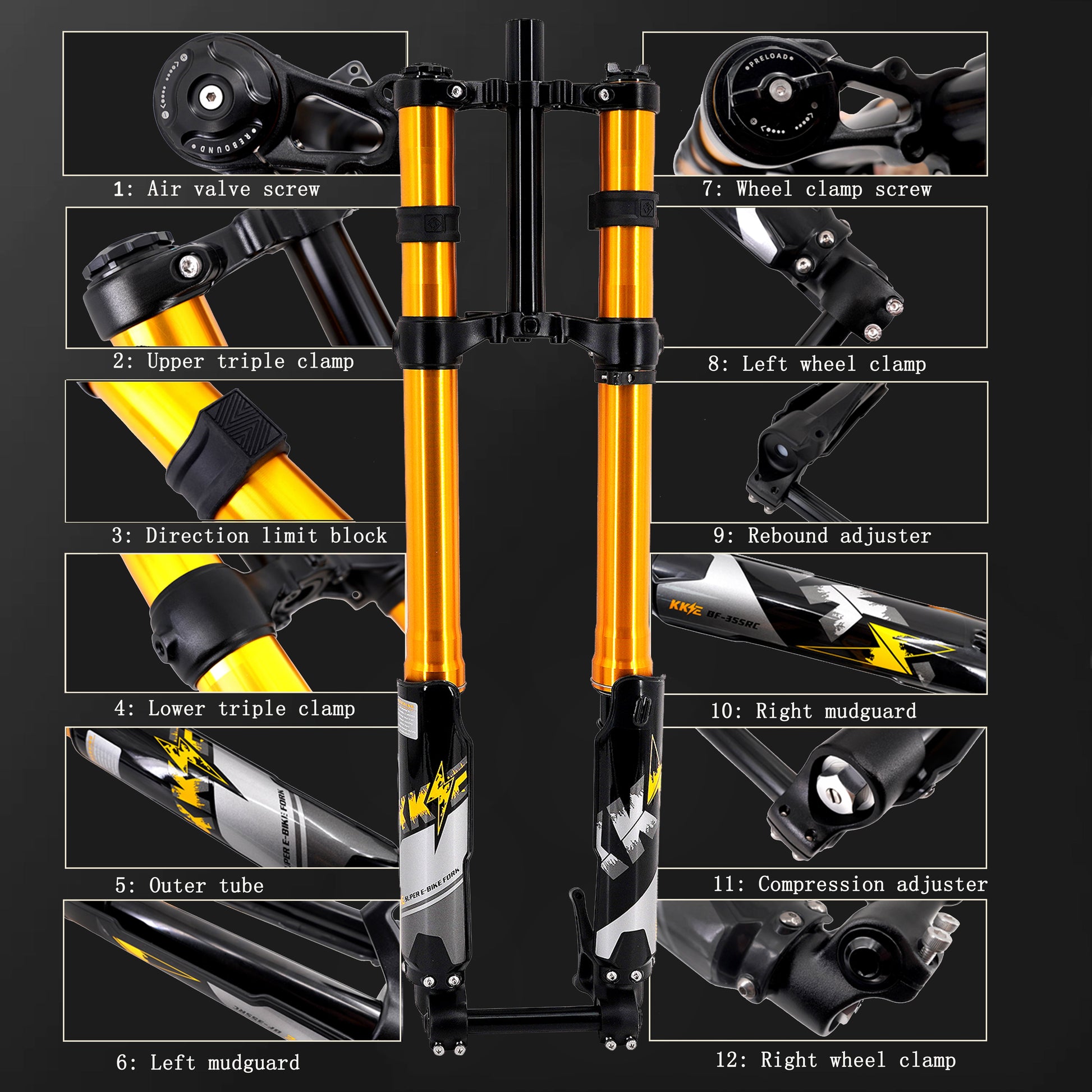 KKE Front Fork Suspension Fit SURRON Light Bee, E-Ride Pro-SS, Talaria Sting MX3/MX4/R (Collective) - Howling Moto
