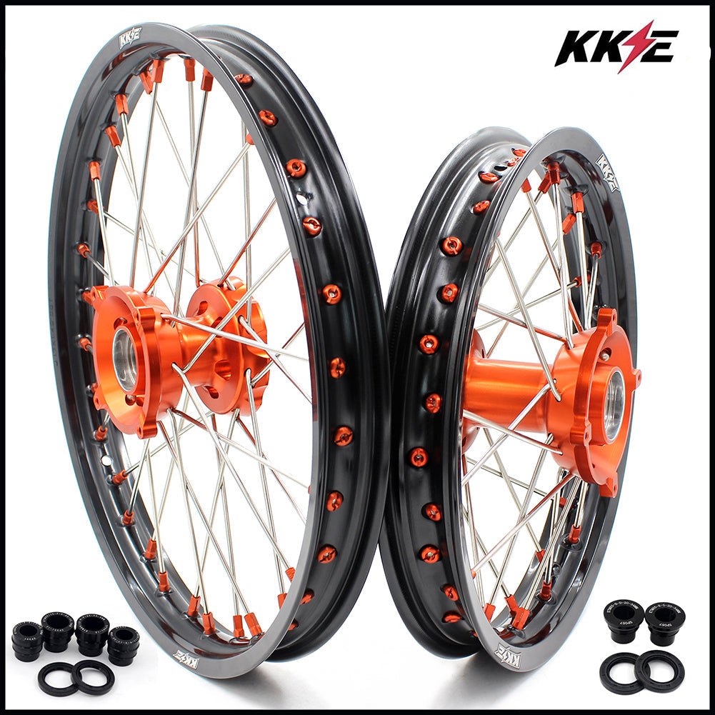 KKE 17"*1.4/14"*1.6 Kid's Big Wheels Rims Fit KTM SX 85 2003-2020 Orange Nipples - Howling Moto