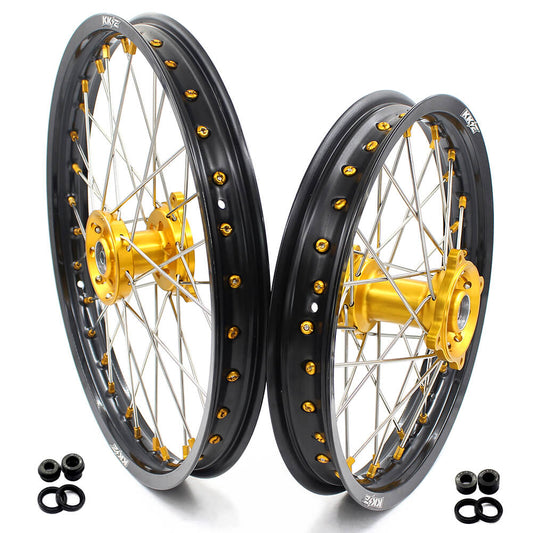 KKE 17/14 RM80 1993-2001 RM85 2002-2023 For SUZUKI Kid's Small Wheels Rims Gold Nipples - Howling Moto