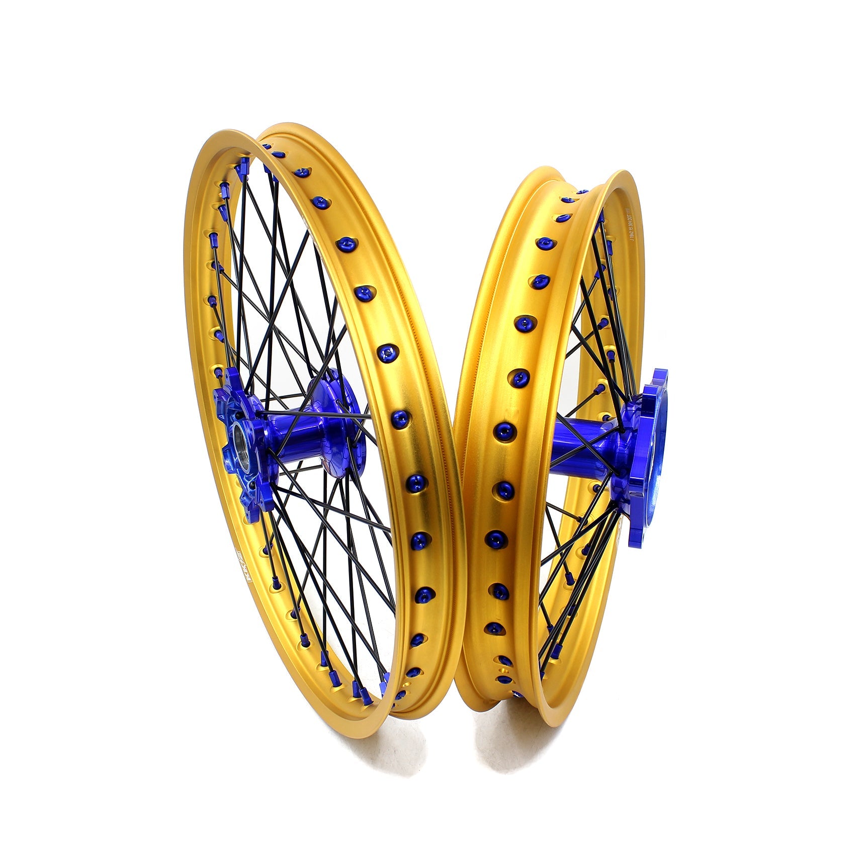 KKE 21"&19" Mx Dirtbike Cast Wheels For YAMAHA YZ125 YZ250 YZ250F YZ450F Gold Rim Black Spokes - Howling Moto
