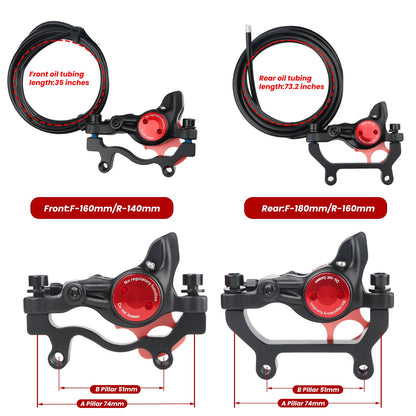 Hycline ZOOM HB-875E/876E electric bike hydraulic disc brake with brake lever and caliper on a bicycle.