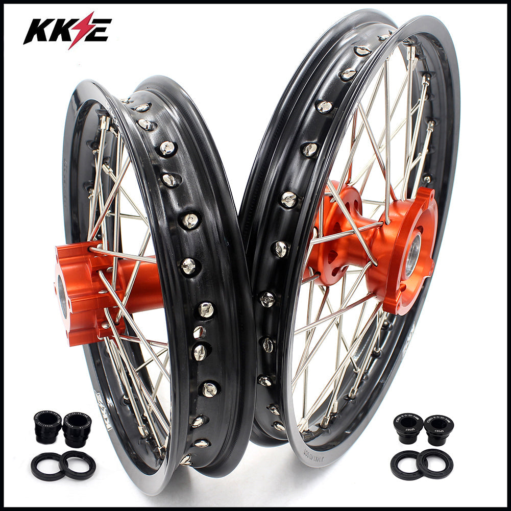 KKE 14 & 12 Spoked Kids Rims for KTM 50 SX 2014-2023 Gas Gas MC 50 2021-2023 Orange - Howling Moto
