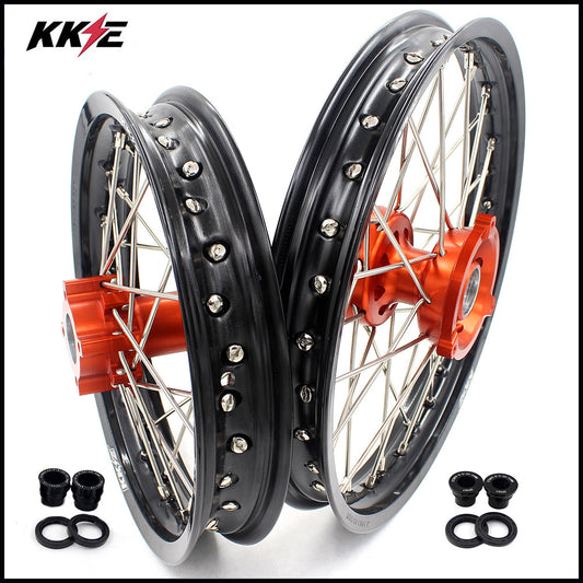 KKE 14 & 12 Spoked Kids Rims for KTM 50 SX 2014-2023 Gas Gas MC 50 2021-2023 Orange - Howling Moto