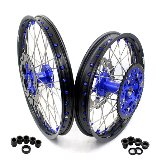 KKE 21"&18" Enduro Diretibke Wheels For YAMAHA YZ125 YZ250 1999-2016 YZ250F YZ450F 2003-2015 Blue Nipples With Disc - Howling Moto