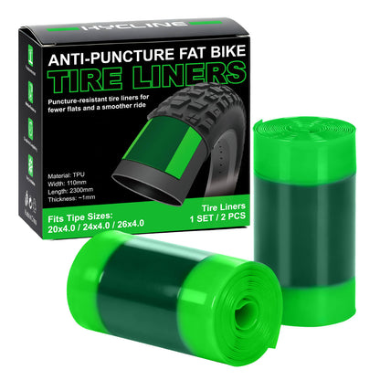 Hycline Fat Tire TPU Liners for bicycles, durable rubber bike parts with reinforced edges for added protection and longevity.