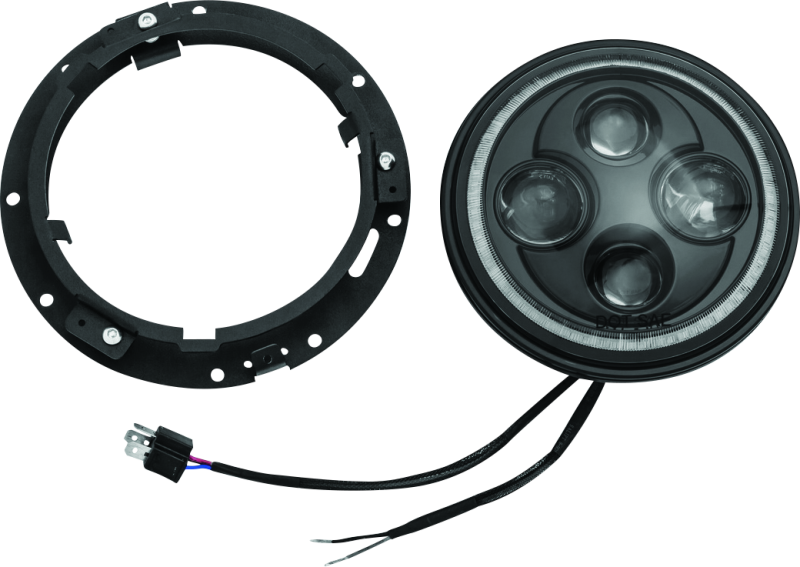 Kuryakyn Orbit Vision 7-Inch LED Headlight for Harley Davidson Touring Models, showing the bright, modern motorcycle headlight design.