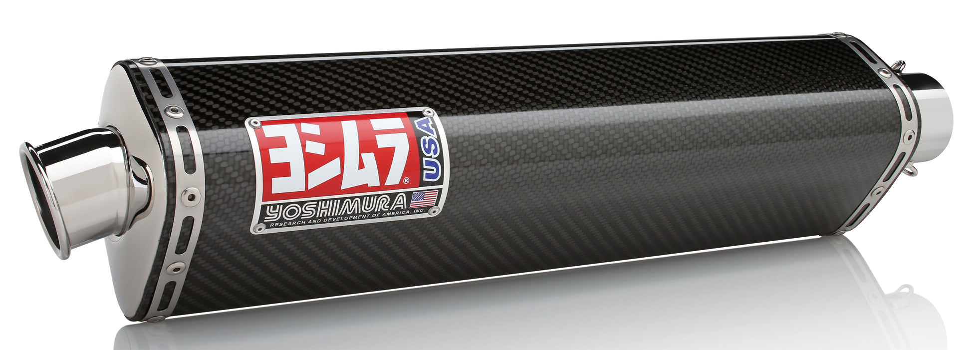 YOSHIMURA Street Trc bolt-on exhaust for UTVs, featuring carbon fiber and stainless steel construction, shown in the image.