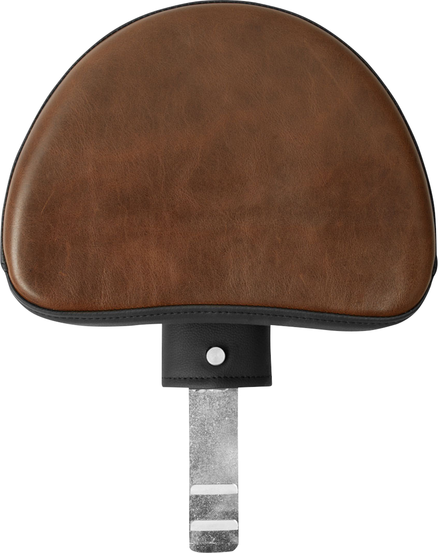 Distressed brown SADDLEMEN Lariat Backrest for FL motorcycles, seat with sleek design, compatible with 2006-2017 Harley Davidson.