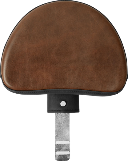 Distressed brown SADDLEMEN Lariat Backrest for FL motorcycles, seat with sleek design, compatible with 2006-2017 Harley Davidson.