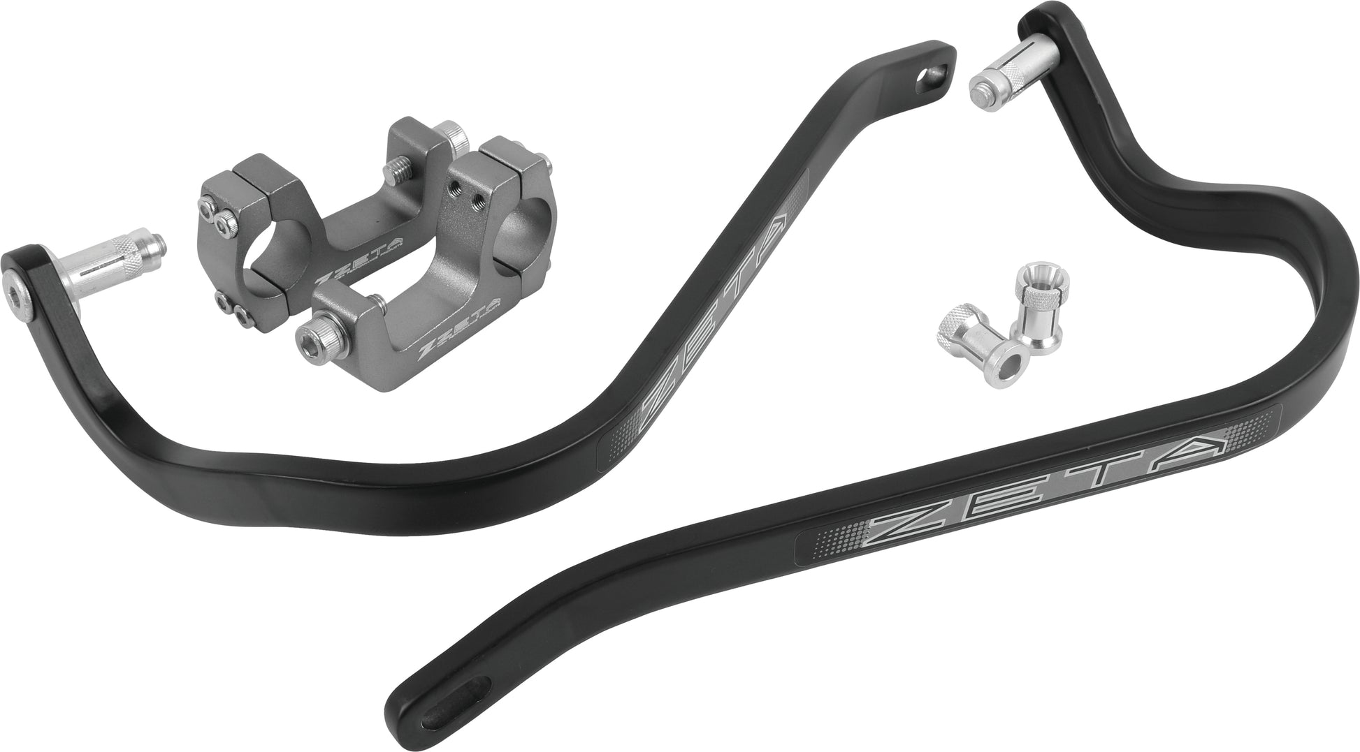 Black ZETA Armor Hand Guard with U Clamp for 1 1/8 inch handlebars, featuring durable construction and secure mounting.