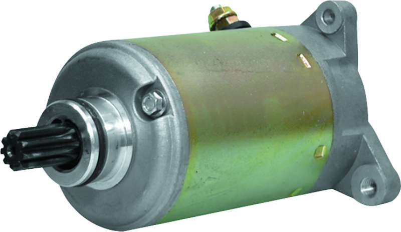 QuadBoss power sports starter for Can-Am Commander 1000 and Renegade 500 models, shown installed on vehicle engine component