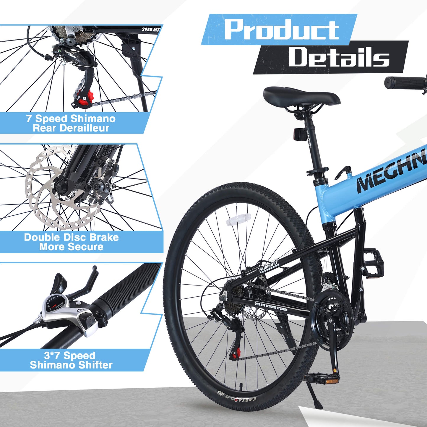 Hycline Meghna XM2 29-inch folding bicycle with black frame and compact design, suitable for urban commuting and travel.