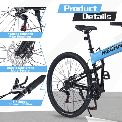 Hycline Meghna XM2 29-inch folding bicycle with black frame and compact design, suitable for urban commuting and travel.