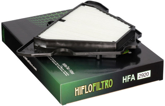 HIFLOFILTRO HFA2920 air filter for high performance engines, showing a clean, cylindrical engine air filter element.