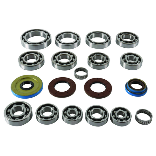 QuadBoss transaxle bearing kit for Polaris ACE 500 models (2017-2019), showing bearings and components for repair.