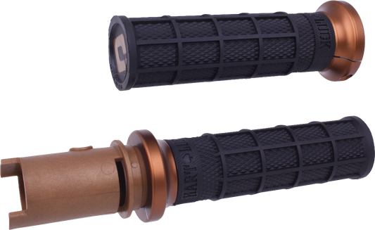 ODI Lock-On Hart Luck Full Waffle Handlebar Grips in black and bronze for '23-'24 CVO motorcycle models
