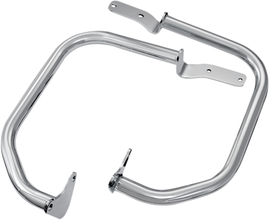 Chrome highway bars for XVS650 motorcycle, engine protection bars by Bill's Exhausts, made from durable chrome finish.