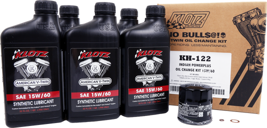 KLOTZ Powerplus 5 Quart Synthetic Oil Change Kit with oil filter and tools for vehicle maintenance