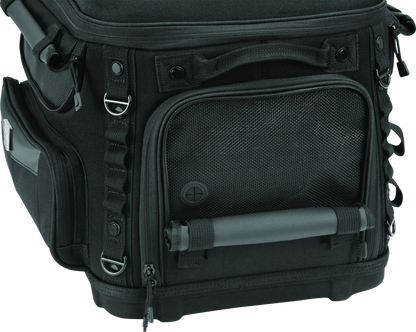 Kuryakyn Grand Pet Palace motorcycle pet carrier with mesh sides and zippered openings, designed for secure travel.