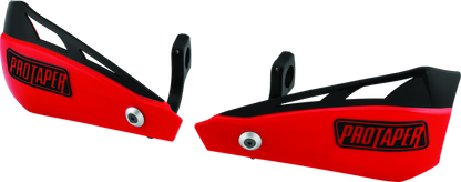 Red ProTaper Brush Guard Kit for motorcycle handlebars, featuring protective brush guards branded by Bill's Exhausts.
