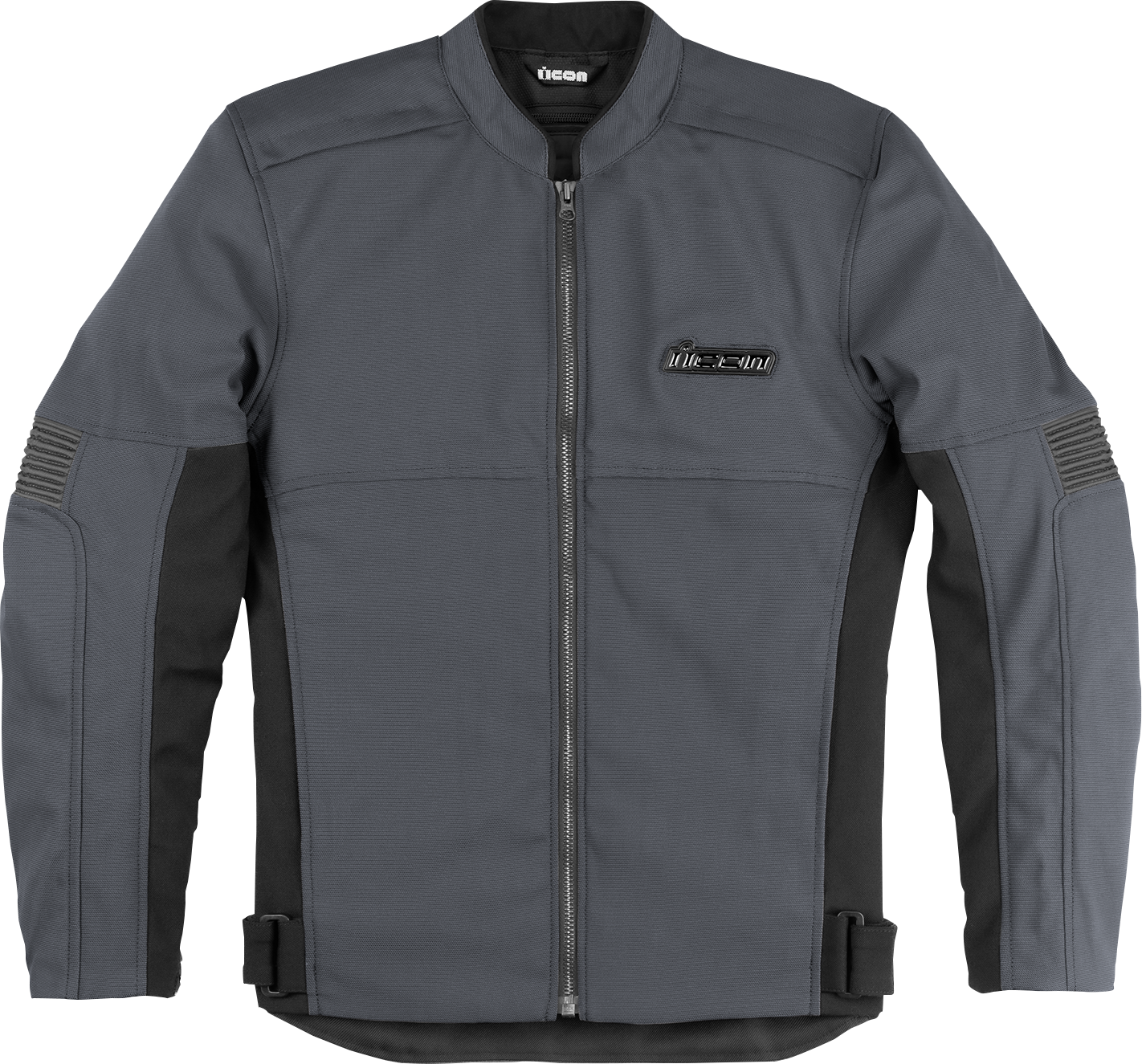 Gray ICON Slabtown jacket in small size by Bill's Exhausts, shown in a front view with detailed fabric texture.