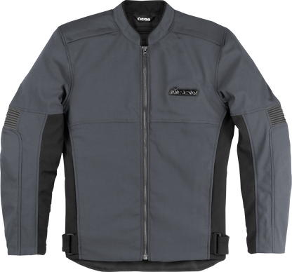Gray ICON Slabtown jacket in small size by Bill's Exhausts, shown in a front view with detailed fabric texture.