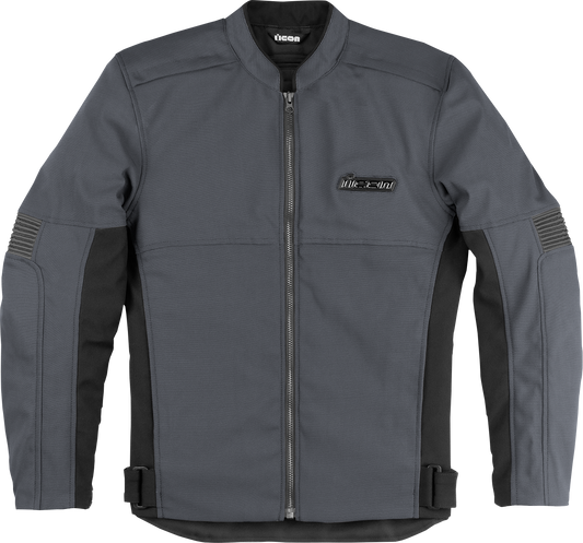 Gray ICON Slabtown jacket in small size by Bill's Exhausts, shown in a front view with detailed fabric texture.