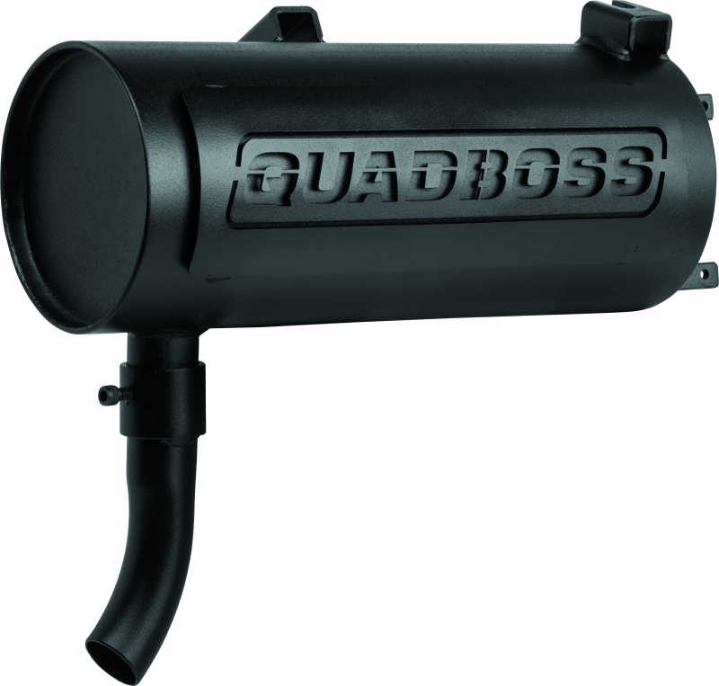 QuadBoss Polaris Sportsman 400 slip-on muffler with black finish and welded internal parts, designed for enhanced performance.