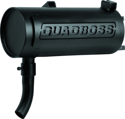 QuadBoss Polaris Sportsman 400 slip-on muffler with black finish and welded internal parts, designed for enhanced performance.