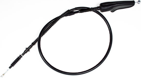 Motion Pro black vinyl clutch cable with longitudinally-wound housing and chrome fittings, designed for motorcycle clutch systems.