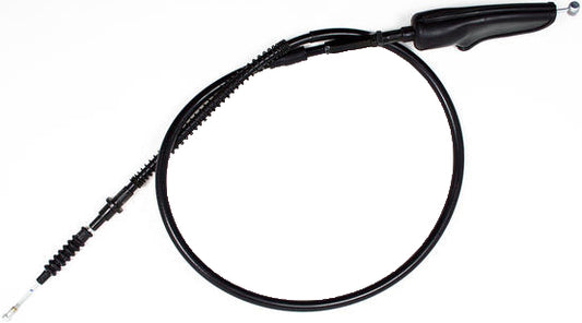 Motion Pro black vinyl clutch cable with longitudinally-wound housing and chrome fittings, designed for motorcycle clutch systems.