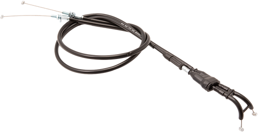 Motion Pro throttle cable for Honda motorcycles, showing the black cable with metal connectors and protective housing.