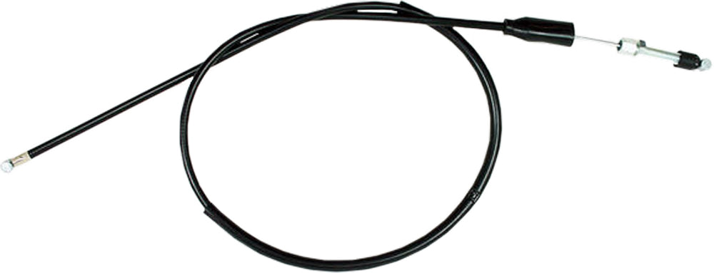 Black vinyl clutch cable by Motion Pro with chrome fittings and longitudinally-wound housing, suitable for motorcycle clutch systems.