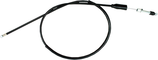 Black vinyl clutch cable by Motion Pro with chrome fittings and longitudinally-wound housing, suitable for motorcycle clutch systems.