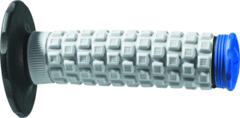 ProTaper Pillow Top Grips in black, gray, and blue on a display card, designed for motorcycle handlebars, by Bill's Exhausts.