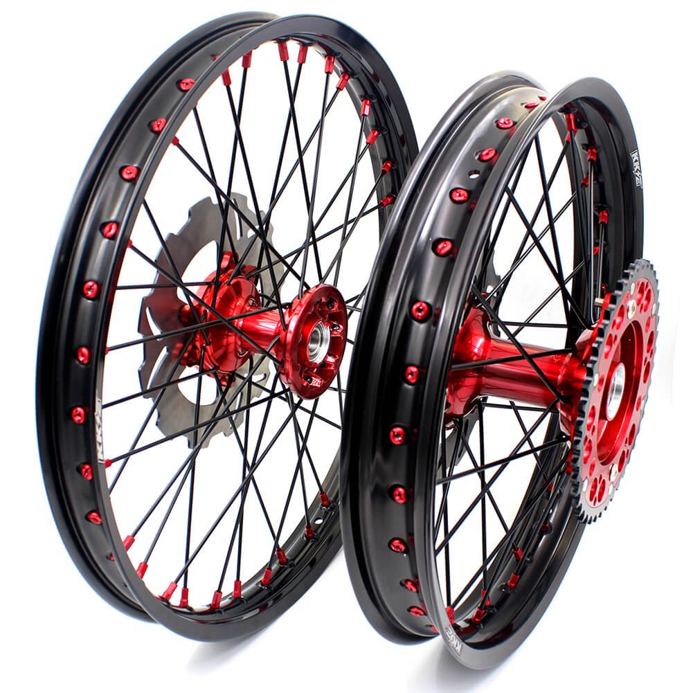 KKE 21 & 19 Cast Wheels for HONDA CR125R 96-97 CR250R 1996 CR500R 96-01 Black Spoke Disc - Howling Moto