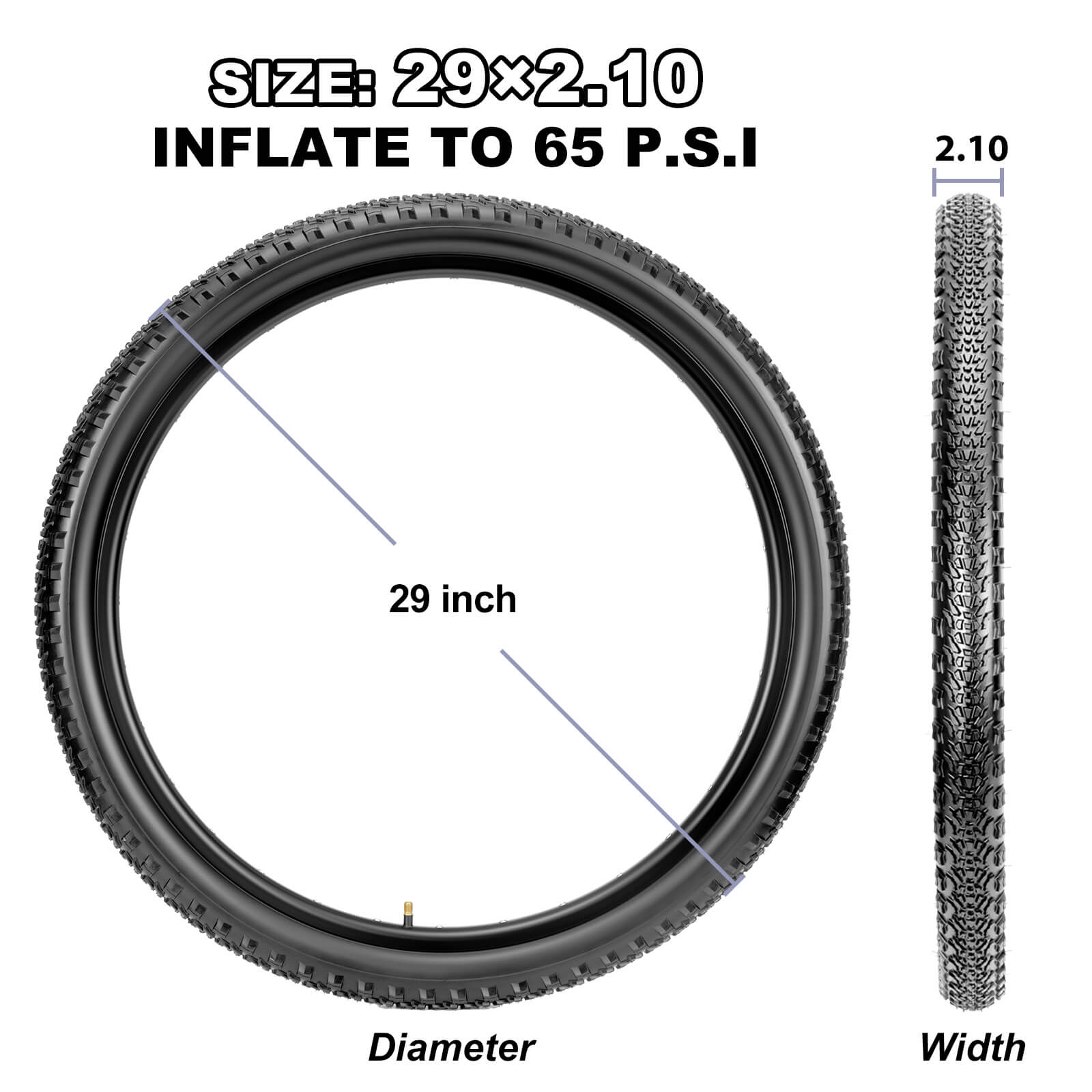 Hycline Rávos mountain bike tire in 26, 27.5, or 29 inches, 2.1 inch width, suitable for rugged off-road cycling.