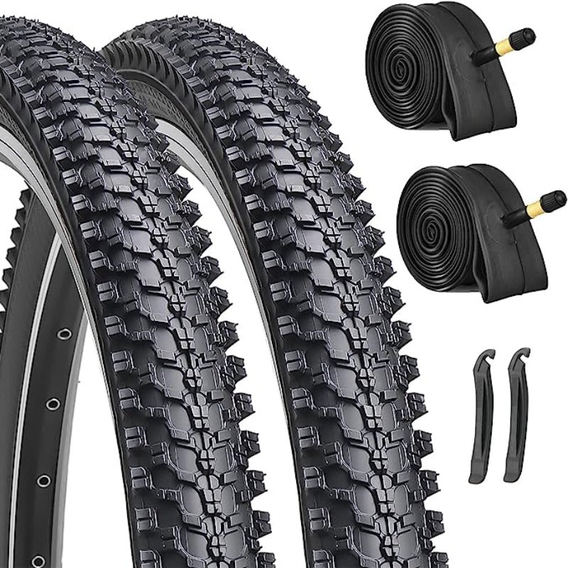 Hycline 26-inch mountain bike tires and inner tubes set, durable rubber tires with inner tubes for off-road cycling.