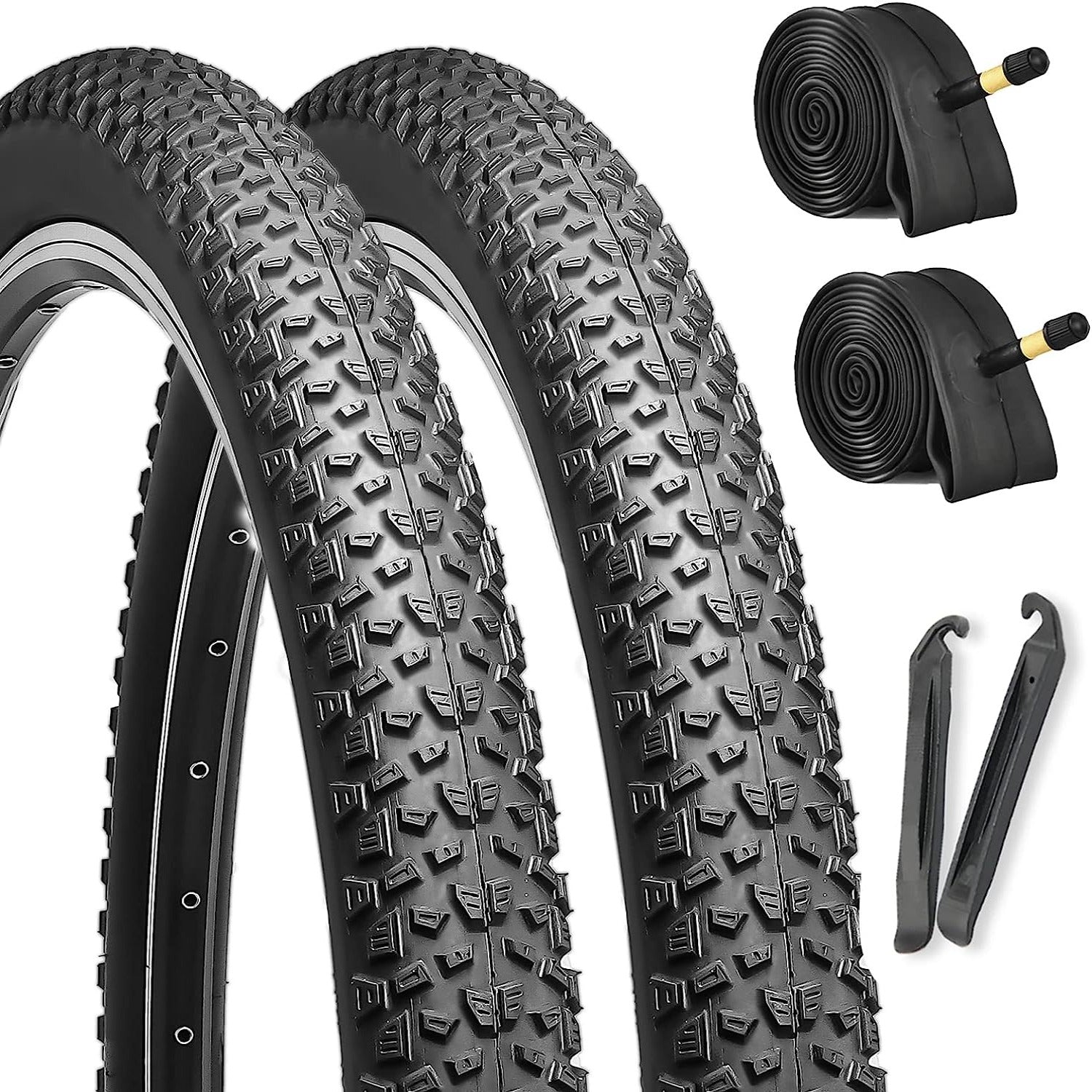 Hycline Baxon XC 27.5-inch mountain bike tires and inner tubes set, featuring durable rubber tread and black sidewalls.