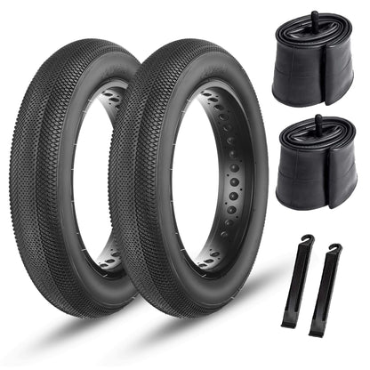 Two black Hycline HyperPave electric bike and fat bike tires, 4-inch width, designed for durability and off-road riding.