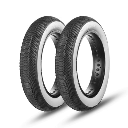 Two Hycline HyperPave fat bike and e-bike tires in white, 4.0 inches wide, designed for electric and fat bikes.